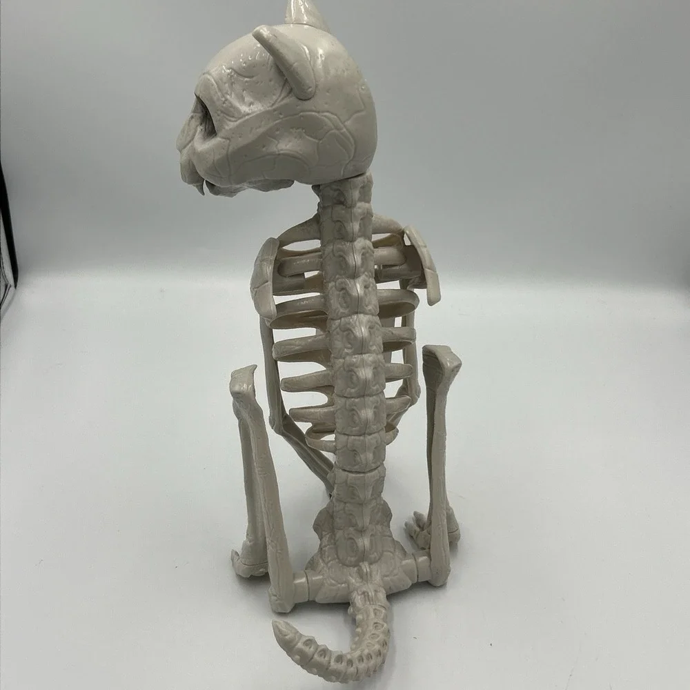 Set Of 4 Spooky Gothic Halloween Cat Owl Skeleton Decoration Creepy Plastic NWT